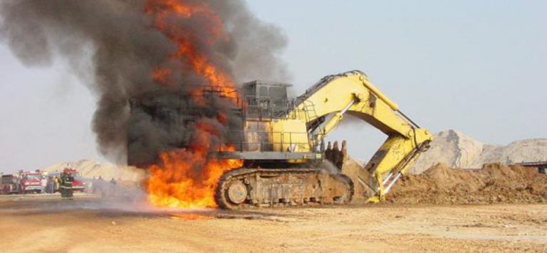 burning of mining excavators