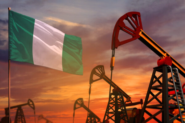 Nigeria oil industry concept, industrial illustration. Nigeria