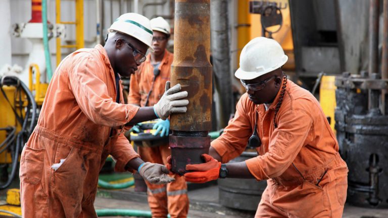 Oil workers offshore