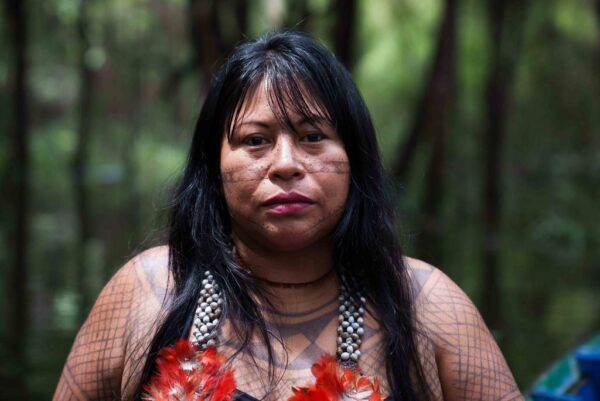 Alessandra Korap Munduruku (pictured) organized community efforts to stop mining development by British mining company Anglo American in Brazil’s Amazon rainforest