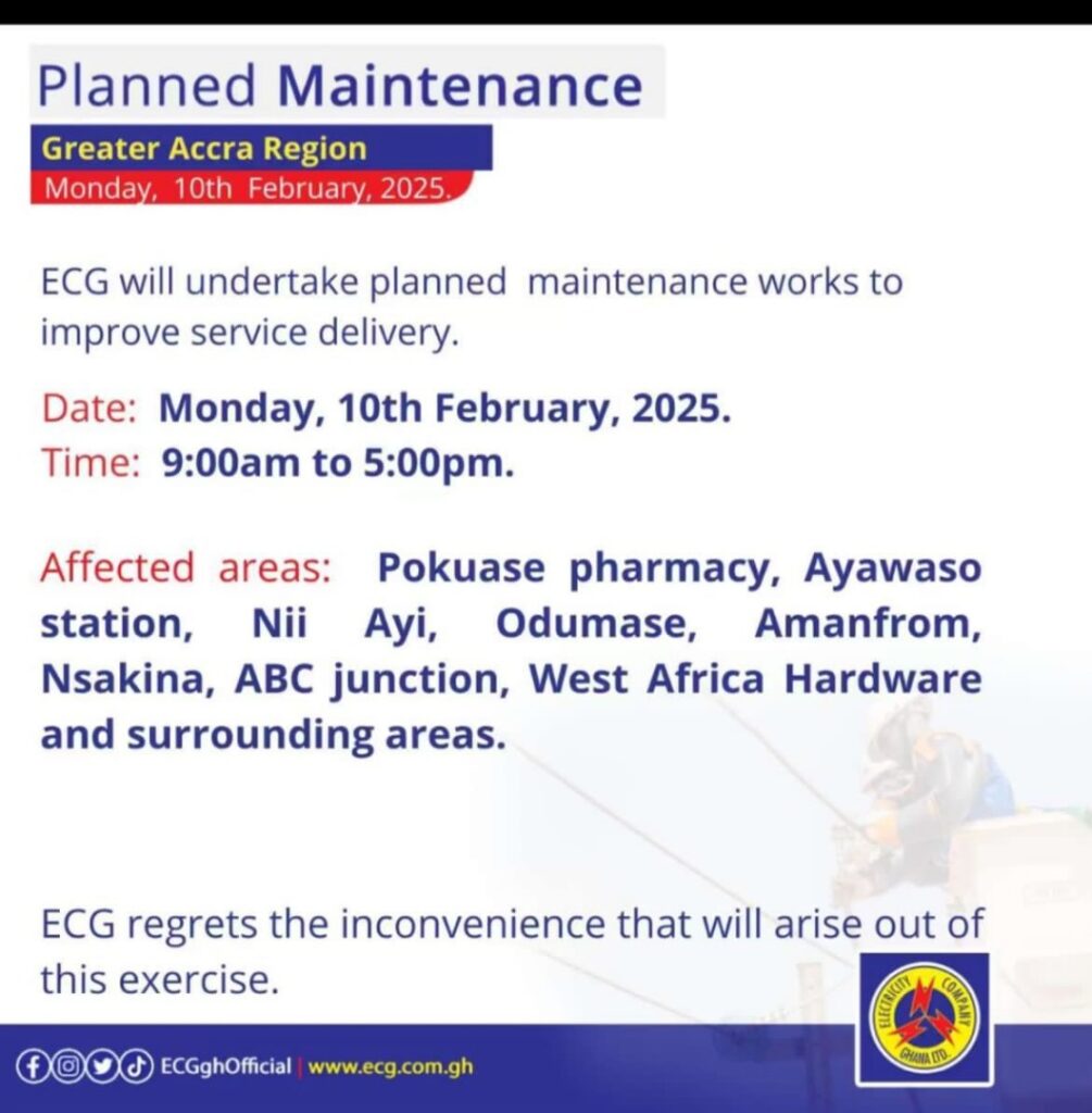 Parts of Accra to experience power outage on Monday - Gh Extractives