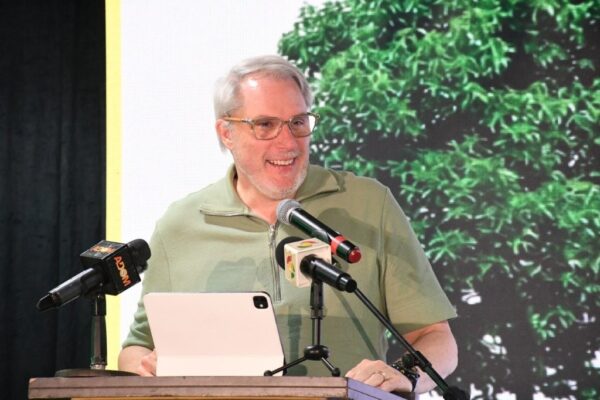 Stephen Blewett, Chief Executive Officer of MTN Ghana, delivering the keynote address at the launch of Sustainability Month.